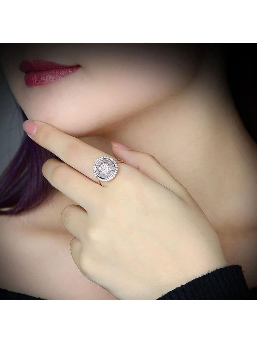Rose Gold Ring With Cubic Zirconia - Picture 2 of 5
